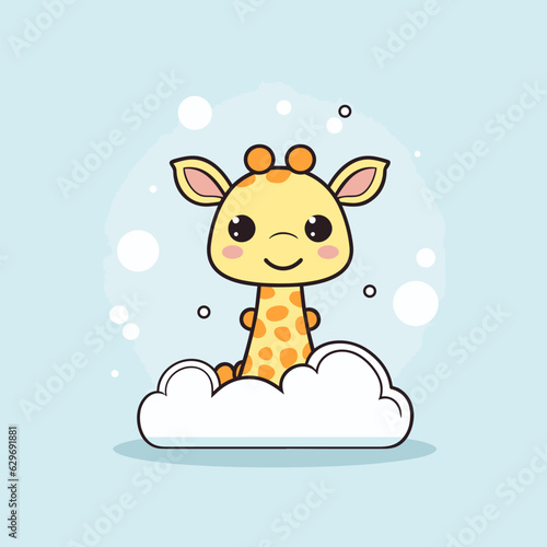 Giraffe. Giraffe hand-drawn comic illustration. Cute vector doodle style cartoon illustration.