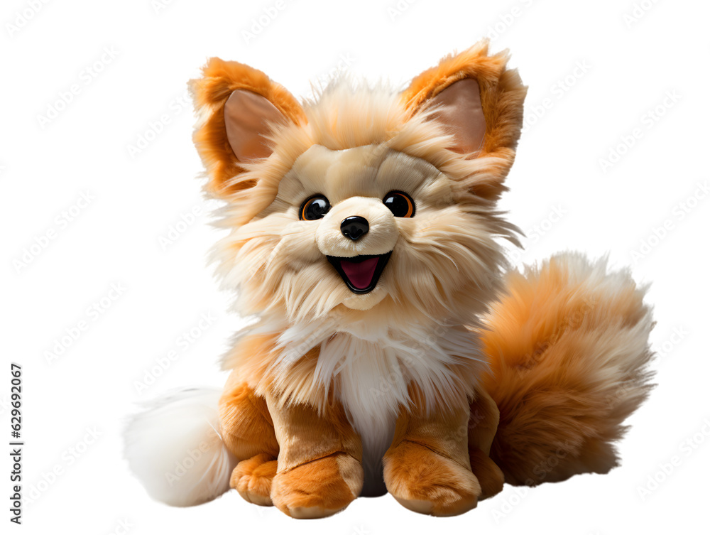 fox, full figure - plush toy, transparent background, generative ai. fox, full figure - plush toy, transparent background, generative ai.