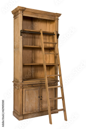 leaning wooden ladder for a high cabinet, furniture accessories, library high cabinets