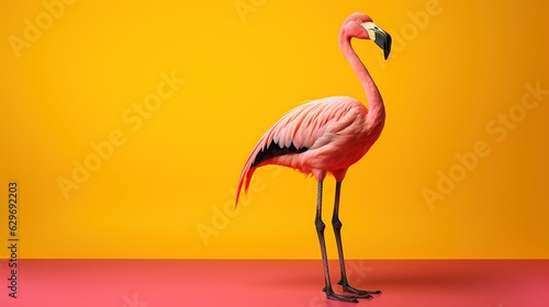 flamingo isolated on blue background © vie_art