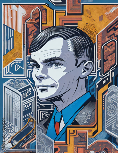 graffiti illustration of Alan Turing photo