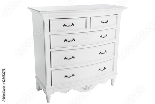 wooden white chest of drawers with drawers for storing things