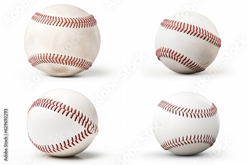 set of baseball balls isolated on white background.