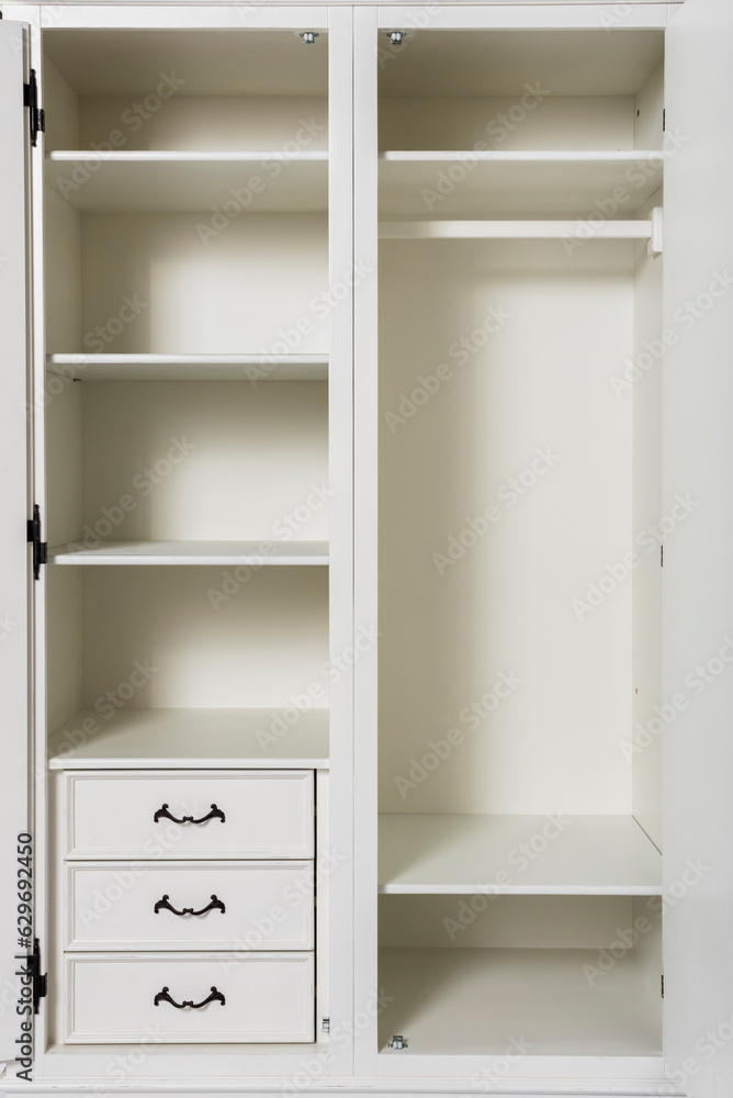 wooden wardrobe, white painted furniture