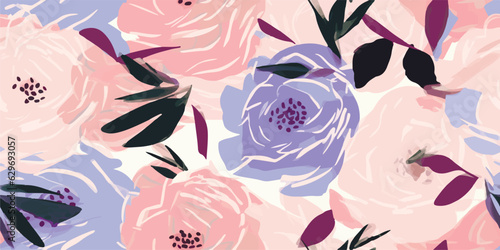 Trendy contemporary floral seamless pattern. Fashionable template for design. Soft feminine palette