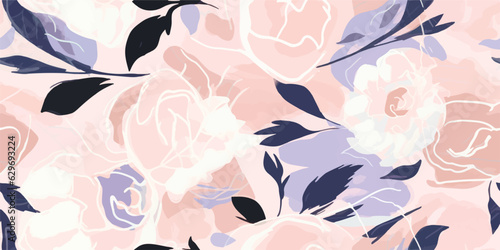 Trendy contemporary floral seamless pattern. Fashionable template for design. Soft feminine palette