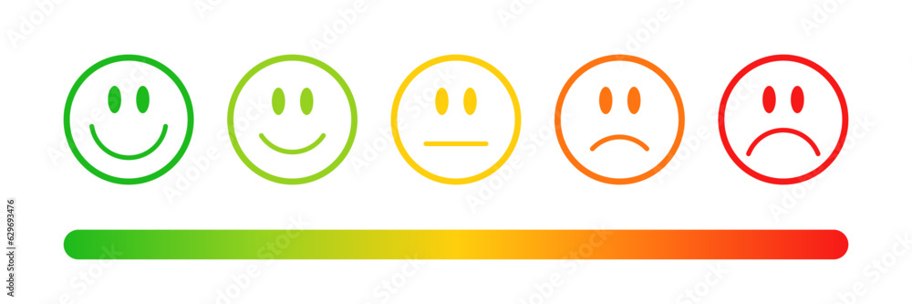 Fototapeta premium Feedback or rating scale with smiley icon set