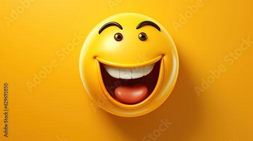 3D laughing emoji on isolated yellow background