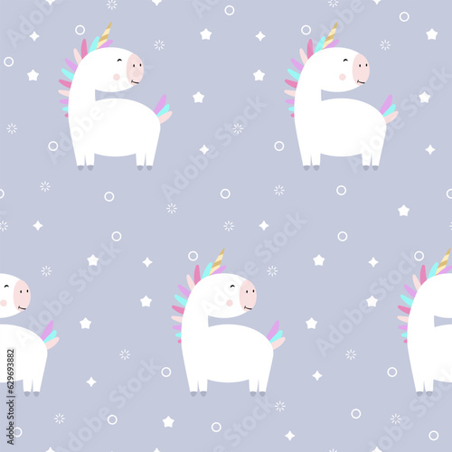 Seamless pattern unicorn cartoon. Child vector. Perfect for Nursery kids  greeting card  baby shower girl.
