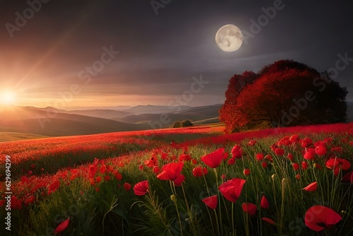 sunset over the field