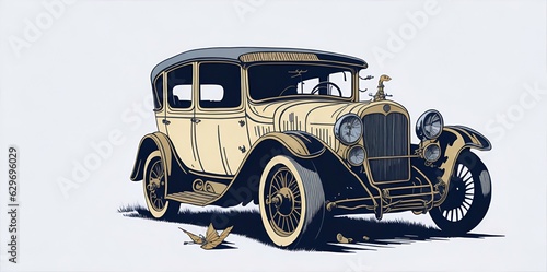 1910s vintage retrao car. AI generated illustration photo