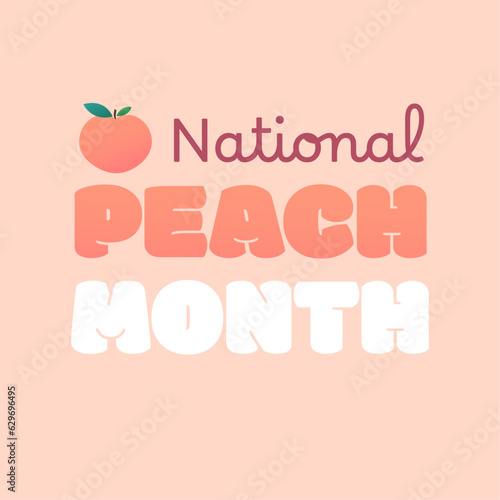 National peach month celebration in august. Colorful gradient vector illustration.