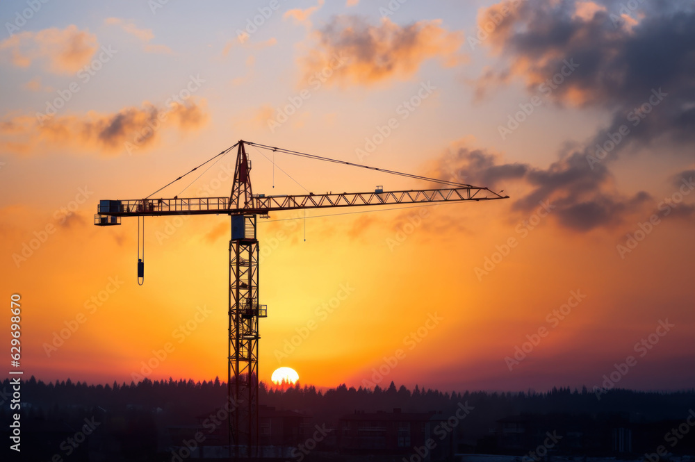 Tower cranes at construction site created with Generative AI technology Tower cranes at construction site created with Generative AI technology