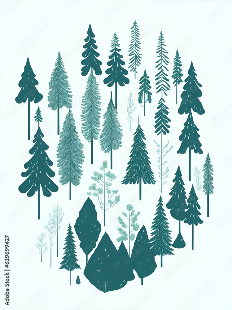 Obraz premium Cartoon forest. AI generated illustration