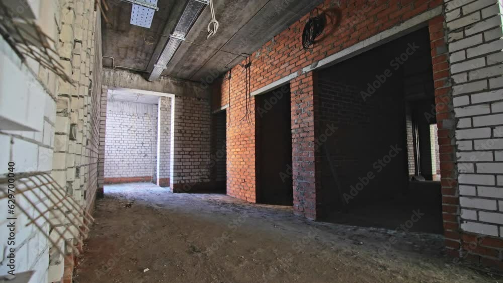 Internal chamber of building being constructed on construction site. New building construction project reserved by client company Internal chamber of building being constructed on construction site. New building construction project reserved by client company