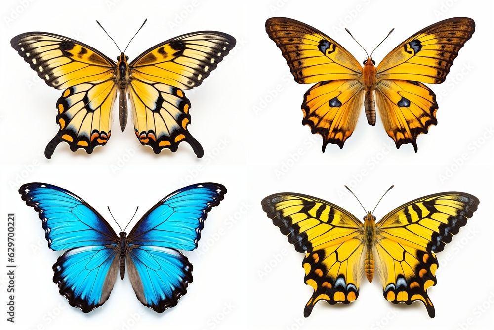 set of butterflies isolated on white background. set of butterflies isolated on white background.