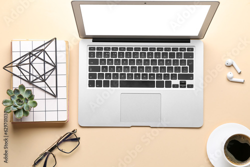 Modern laptop with blank sc...