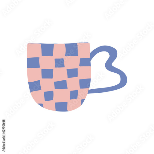 Tea coffee vintage cup. Modern mug decorated with design elements