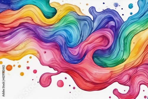 Vibrant Ink Abstract Watercolor Rainbow, Colorful ink abstract background Generative AI
