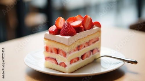 Close up of a Japanese strawberry short cake