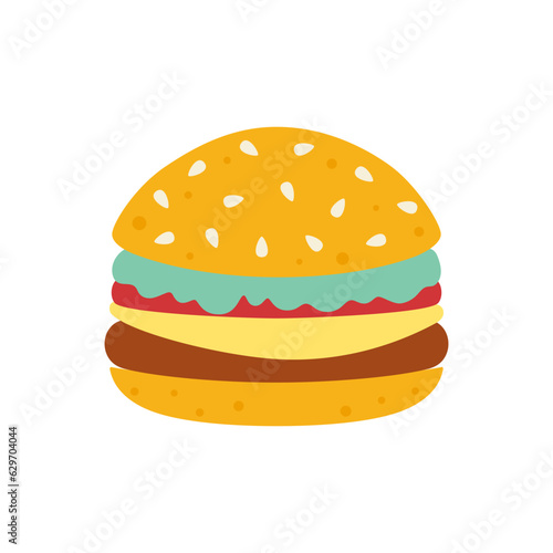 flat vector illustration of burger isolated on white
