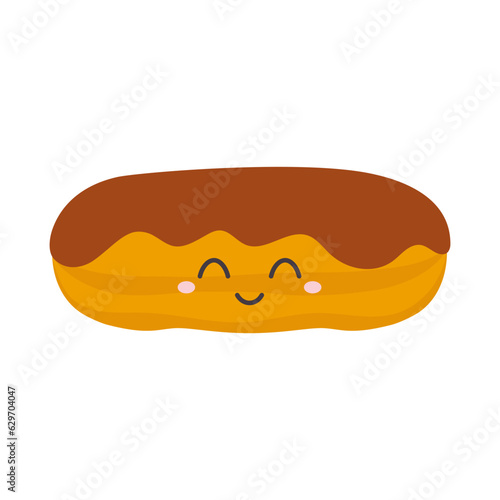 vector illustration of сartoon chocolate eclair character
