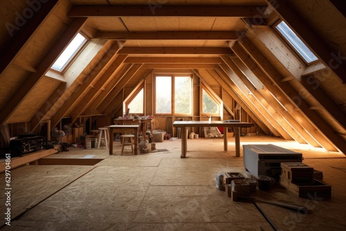 The attic is filled with Ecowool insulation, which is a environmentally friendly and eco conscious form of insulation. © 2rogan
