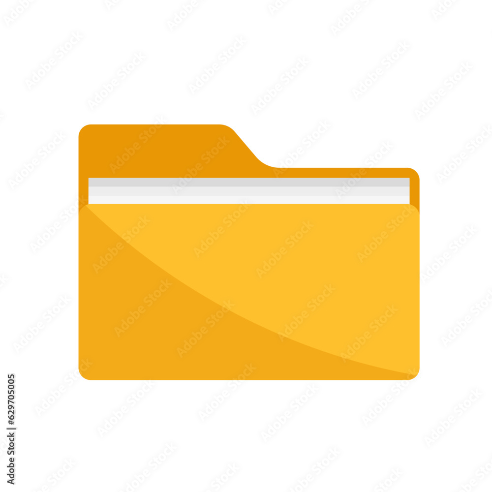Folder with documents. Open folder icon. Isolated on white background.