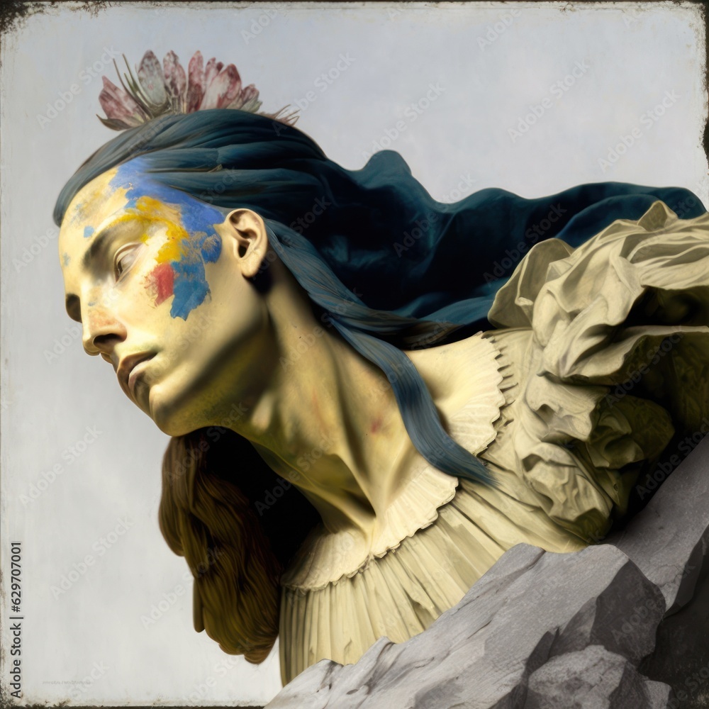 Obraz premium Surreal face portrait created Using Ai Generation