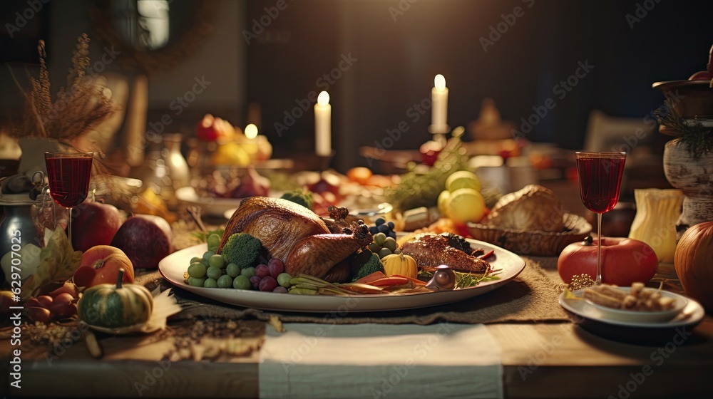 christmas dinner table with candles
