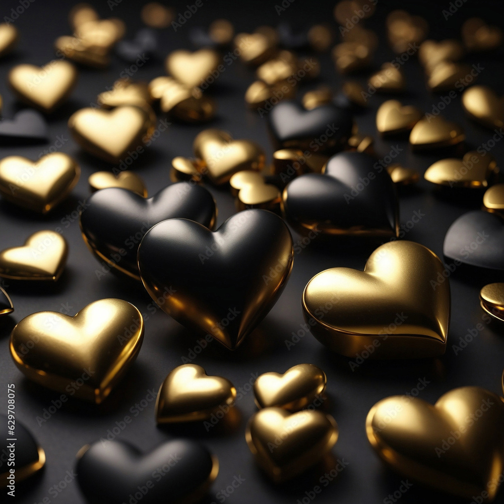 Fototapeta premium golden and black hearts bacground
