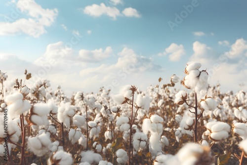 Ein Feld mit Baumwollpflanzen.