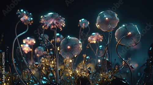 Fantasy flowers. Extraterrestrial flowers. Magical flowers. Futuristic flowers. Generative AI