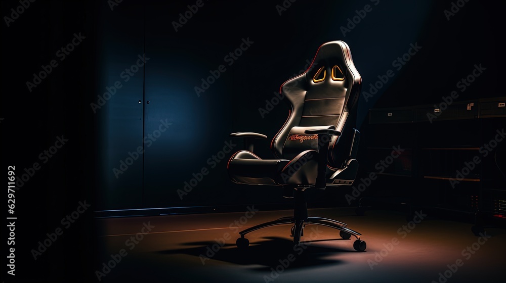 Gaming chair in dark room. Generative AI