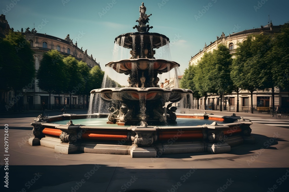 Fototapeta premium Ein wunderschöner Springbrunnen mit Verzierungen.