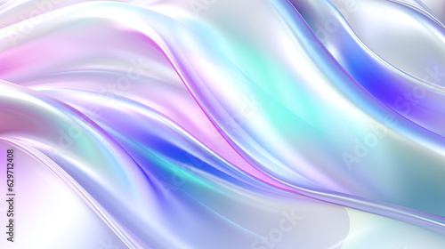 Iridescent silk background texture. Holographic abstract clothes with colorful iridescent waves. Vibrant organza  shiffon fabric. Ai generated illustration