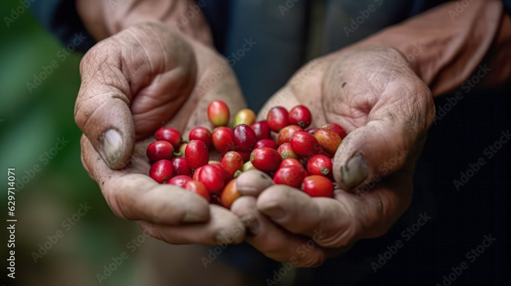 coffee beans collected by hand coffee beans collected by hand