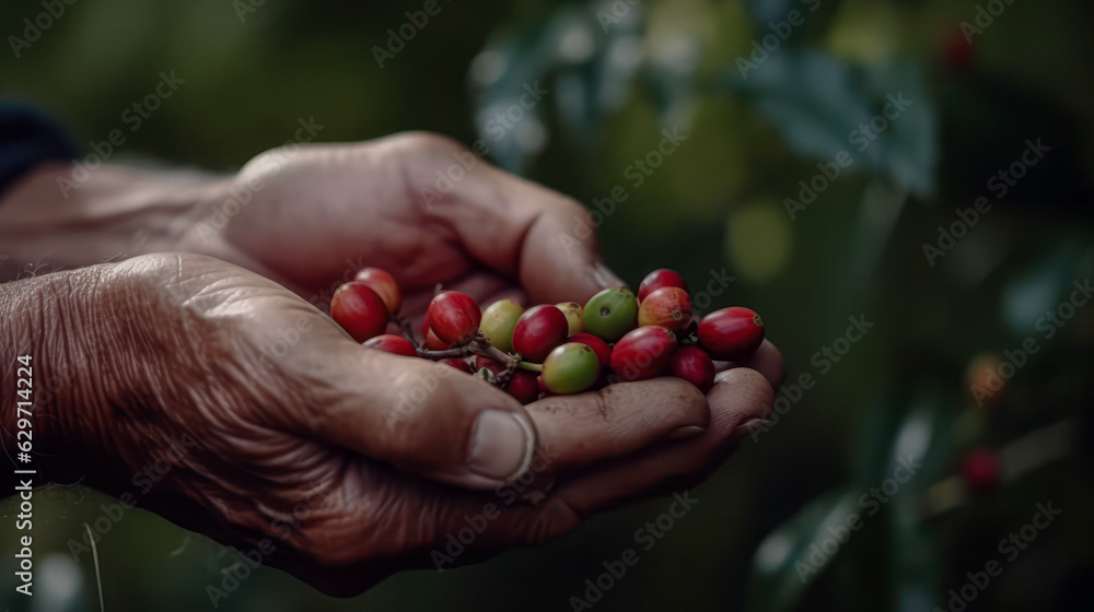 coffee beans collected by hand coffee beans collected by hand