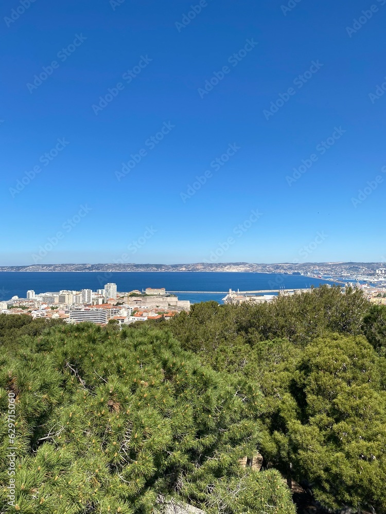 view of the region sea on Marseille Notre Dame de la garde