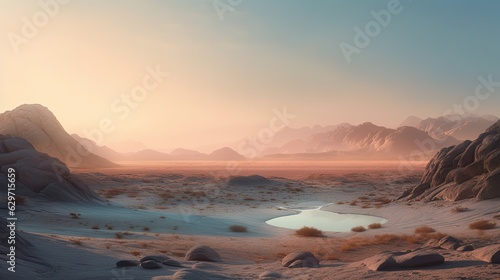 Landscape of desert in pastel colors. Generative AI