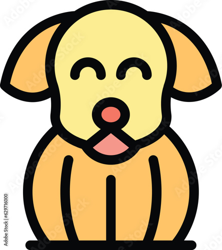 Cute puppy icon outline vector. Dog walk. Canine paw color flat