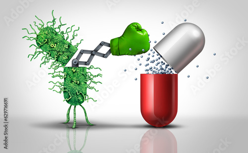 Fotografie Antibiotic Resistance as a pathogen Bacteria resistant to medicine as a dangerou