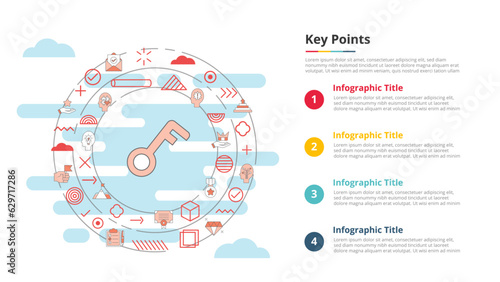 key points concept for infographic template banner with four point list information