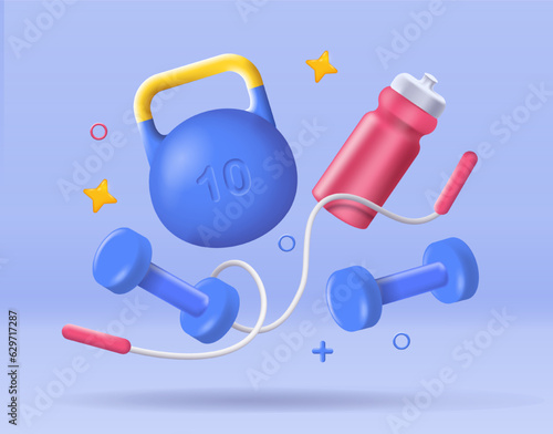 3D gym equipment vector concept photo