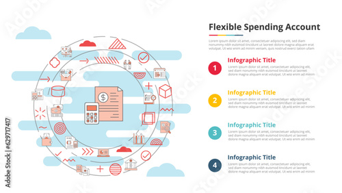 fsa flexible spending account concept for infographic template banner with four point list information