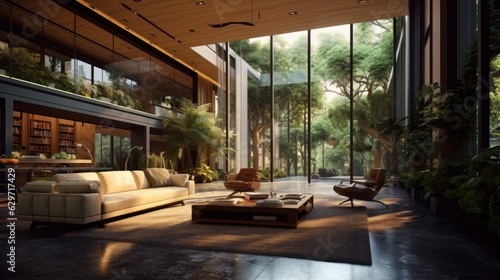 Fancy livingroom with a nise outdoor view photo