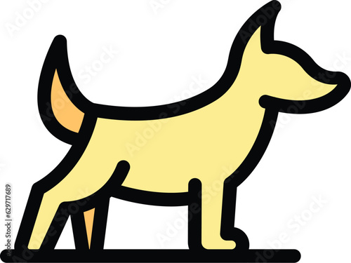 Cute dog icon outline vector. Walk pet. Summer park color flat