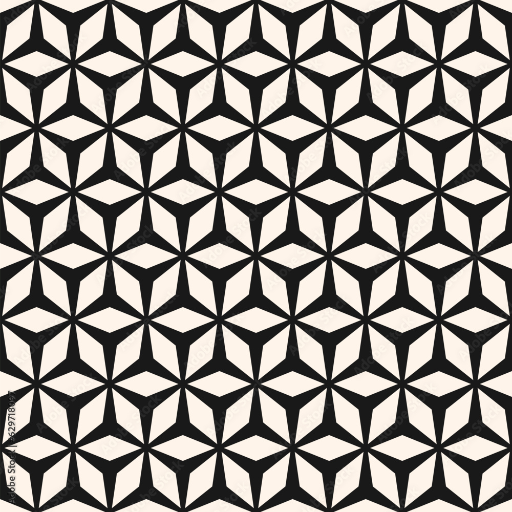 Vector minimal geometric seamless pattern. Abstract monochrome linear ornament with triangles, rhombuses, grid. Simple minimalist texture. Modern stylish black and white background. Repeat geo design Vector minimal geometric seamless pattern. Abstract monochrome linear ornament with triangles, rhombuses, grid. Simple minimalist texture. Modern stylish black and white background. Repeat geo design