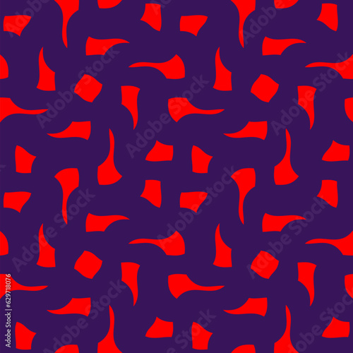 Vector seamless pattern with trippy wavy shapes. Abstract texture with waves, curved lines, flowing shapes, mesh. Trendy background in vibrant red and purple color. Modern repeat design for decor