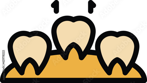 Implant icon outline vector. Dental tooth. Dentist crown color flat